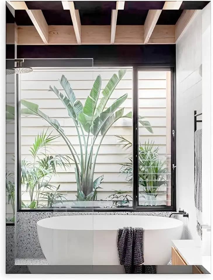 Espelho Retangular Decorativo Multiuso Para Banheiro Quarto Com Bisotê 80x60