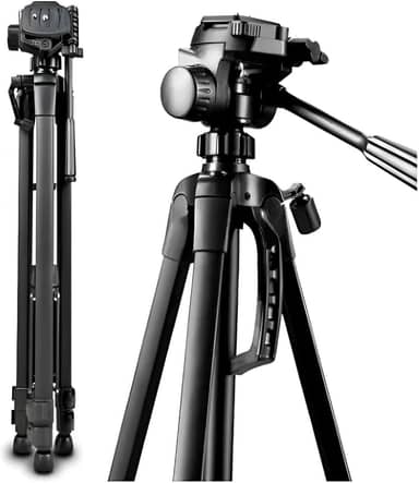 Tripé Profissional Universal 1,80 Metros Preto 360° para Câmeras Fotográficas com Suporte de Celular e Bolsa