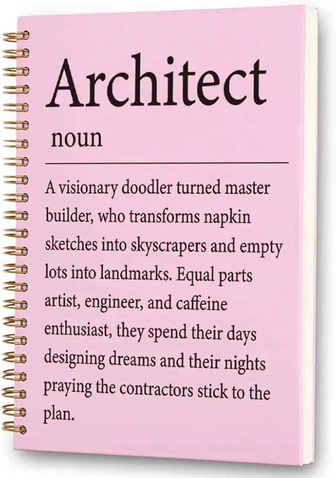 FOUGSTA Architect Spiral Notebook - 160 Page (80 Sheet) Design Sketchbook for Architects & Engineers, 8x6 Inches Grid Ruled with 'Visionary Doodler' Quote - XXR15