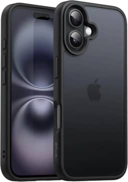 JETech Capa Matte para iPhone 16 6,1 Polegadas, Case Proteção Contra Quedas de Nível Militar à Prova de Choque, Capinha Traseira Translúcida Fosca, Anti-Impressão Digital (Preto)