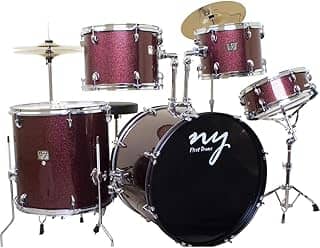 Bateria Acústica 2T PR SP Wine Sparkle Vinho com Banco NY F1rst