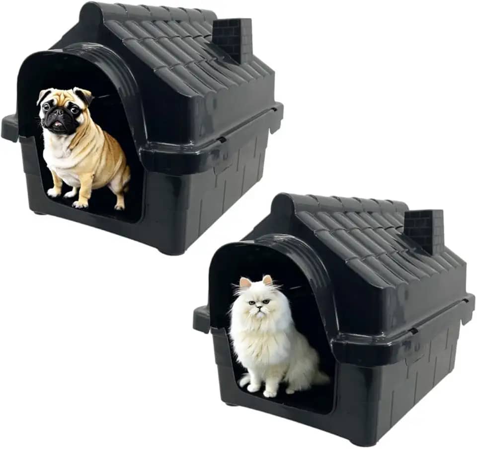 2x Casinhas Pet Cachorro Gato Conforto e Segurança Casa N1 (Preto, N1)