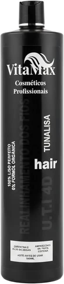 Progressiva Sem Formol 1000ml VitaMax Profissional – Alisamento Orgânico, Realinhamento Capilar para Todos os Tipos de Cabelo, Com Óleo de Argan, Queratina e Aminoácidos [Uso Profissional e Doméstico]