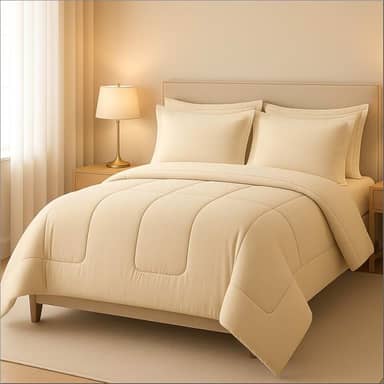 Edredom 06 Peças Queen Dupla Face Aconchego Casa Dona (Bege)