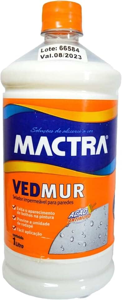 Selador Impermeável Vedmur Mactra 1 Litro P/Paredes Rodapé Reboco Antimofo Previne Umidade