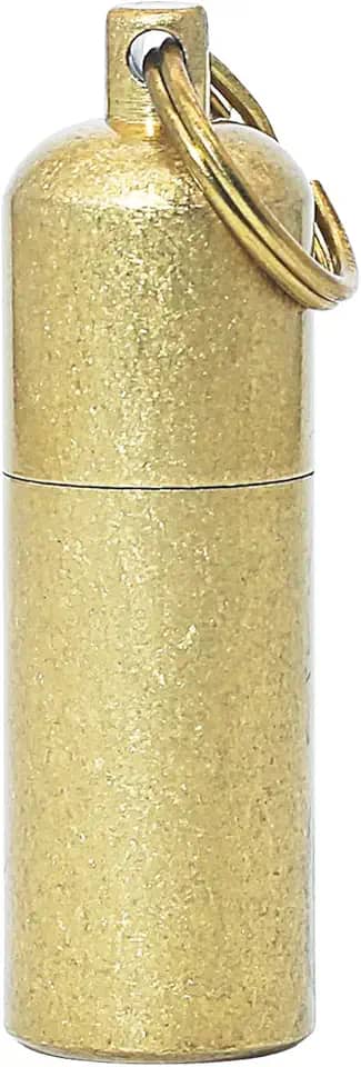 PPFISH Mini isqueiro de latão – chaveiro EDC Peanut isqueiro – iniciador de fogo à prova d'água especialmente para sobrevivência e uso de emergência