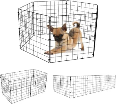 Cercado Pet Cercadinho Grade para Cachorro 6 Telas Móvel no Tamanho 40 x 40 cm de Altura Dobrável (Preto)
