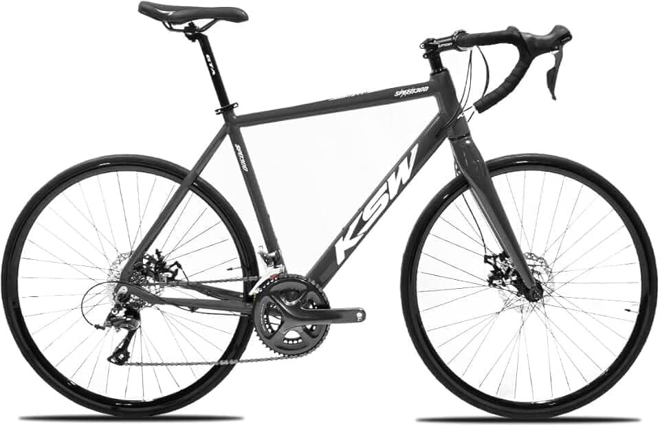 Bicicleta Speed KSW Road 300 Gravel 18 Velocidade Sistema STI Cubos K7 Freio Disco Garfo Rigido KSW em Aluminio