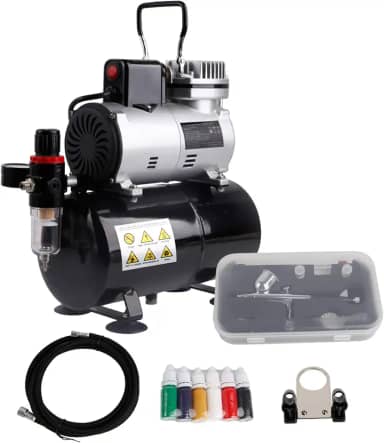 TIMBERTECH ABPST08K Compressor de aerógrafo conjunto completo com ventilador de refrigeração atualizado mini compressor pistola de aerógrafo e acessórios de aerógrafo