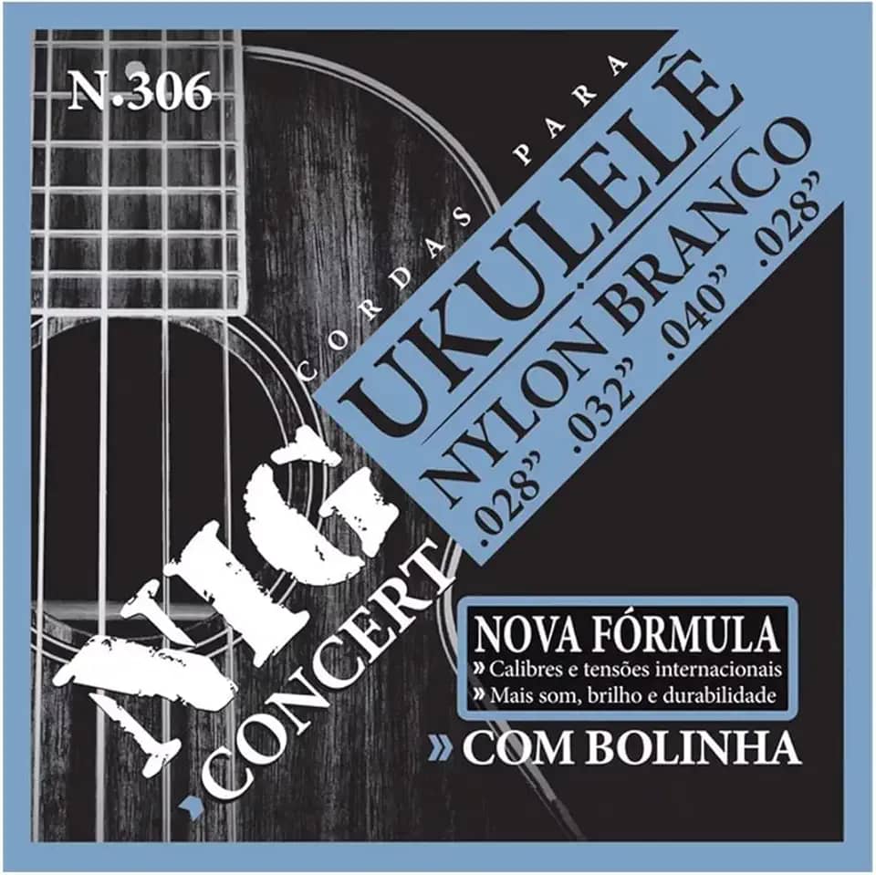 Jogo De Corda Nig Para Ukulele Concert Nylon Branco N-306