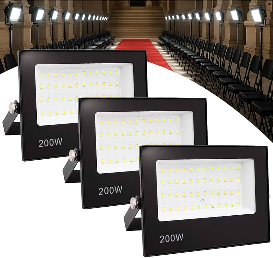 Kit 3 Refletor Led Holofote 200w Ip66 Bivolt Branco Frio