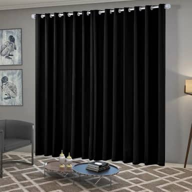 Cortina Blackout/Blecaute Quarto/Sala em Tecido 3,00m x 2,50m com Ilhós Cromado Solaris - Preto