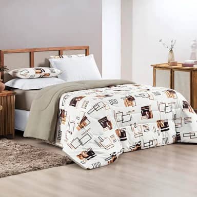 Edredom Dupla Face de Malha 100% Algodão de Alta Costura - Premium (AVELÃ, King (2,60m x 2,40m))