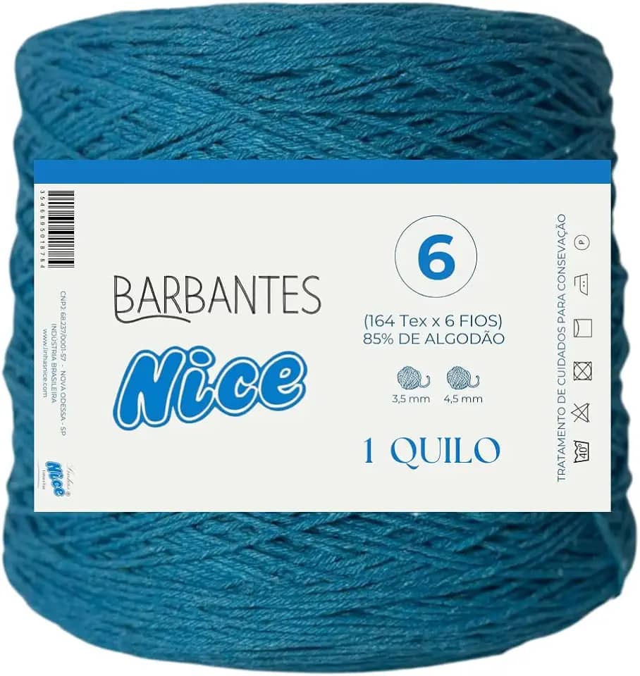 Barbante Parafinado Colorido Para Crochê Fio 6-1kg (AZUL CELESTE)