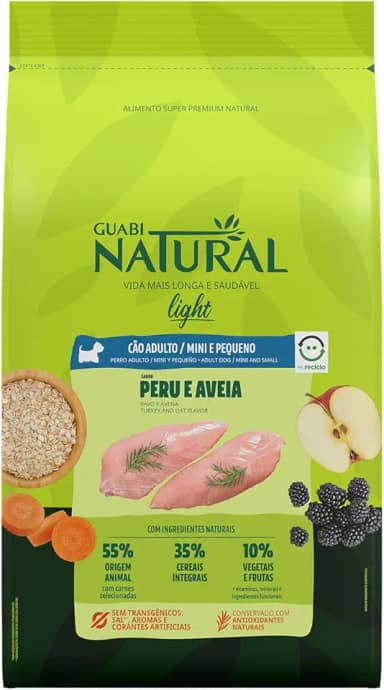 GUABI NATURAL CAO ADULTO LIGHT MINI PEQUENO PERU E AVEIA 2,5kg