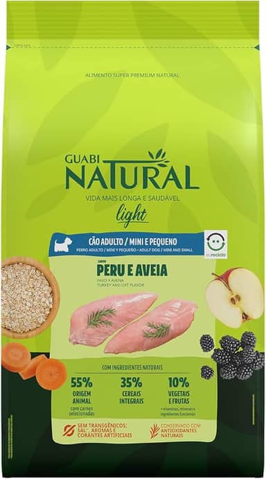Ração Guabi Natural Cães Adultos Light Raças Mini e Pequeno Peru e Aveia 2,5 kg