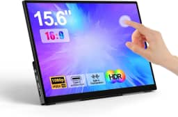WCKUN Monitor portátil com tela sensível ao toque 1080p para casa, escritório, codificação, entretenimento, viagem, alto-falante duplo, entrada HDMI USB-C adequada para PC, consoles de jogos
