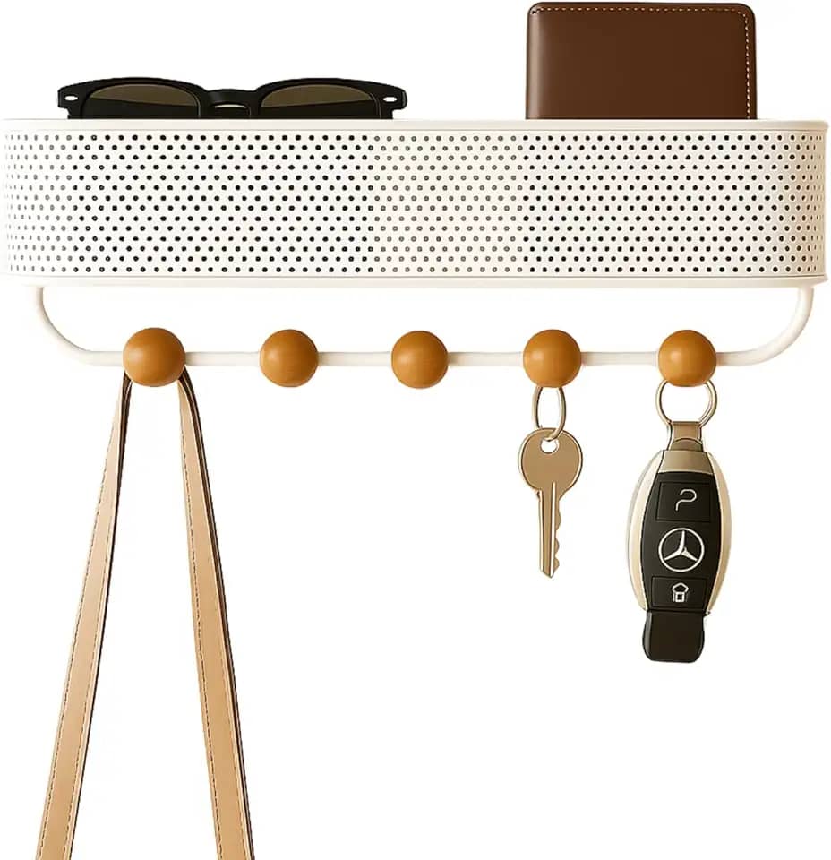 Porta Chaves de Parede Chaveiro Suporte de Chave Cabideiro Dupla Instalação LUMAI Branco 32 X 9,5 X 9