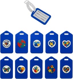 Kit 10 Tag Etiqueta de Mala Identificador de Bagagem Bolsa Premiun Personalizada Autismo TEA - Azul