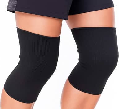 KIT com 2 Joelheira de poliester preta Lisa Elástica Ortopédica De Compressão Dores Ortopédica Recuperação - SHACK