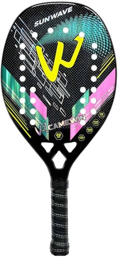Raquete Tenis Praia Beach Tennis Camewin Carbono 3k Sunwave Profissional Iniciante Intermediário