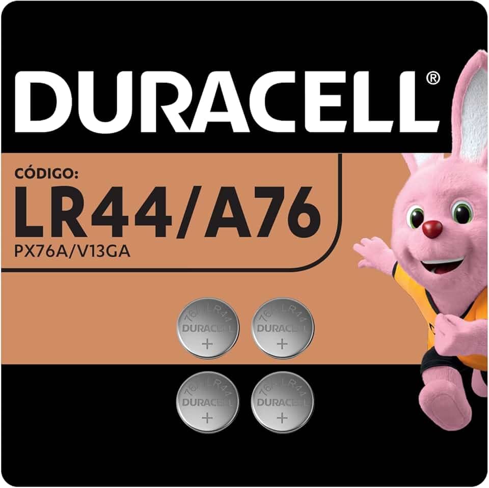 Duracell Pilhas Moeda LR44 Pack 4 Unidades – Ideal para Calculadoras e Brinquedos Pequenos