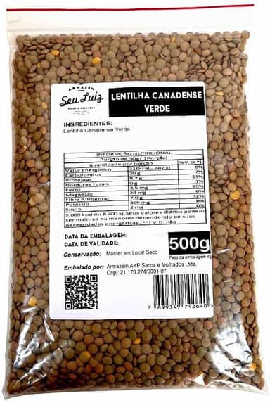 Lentilha Canadense Verde 500g Armazém Seu Luiz
