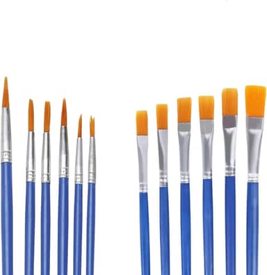 Kit 12 Pincéis Artesanato Pintura Ponta Fina Redonda E Chato Pintura em Telas Rosto