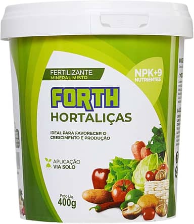 Adubo Forth Hortaliças, Adubo para Horta, NPK (Nitrogênio, Fósforo, Potássio), Micronutrientes, Nutrição Balanceada, Balde, 400g