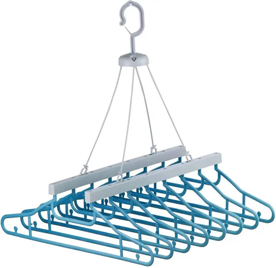 Varal de Plástico com 8 Cabides, 40 cm, para Roupas Adulto Varal Camisas Sociais Camisetas e Vestidos sem Amassar