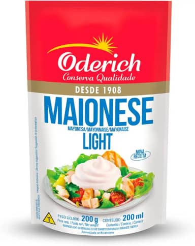 Maionese Light Stand-Up Pouch Oderich 200G, Maionese Cremosa Com Menor Teor De Gordura, Bege, Selecionada E Saborosa, Textura Homogênea E Aveludada, Pronta Para Consumo E Embalagem Prática, Tradição E