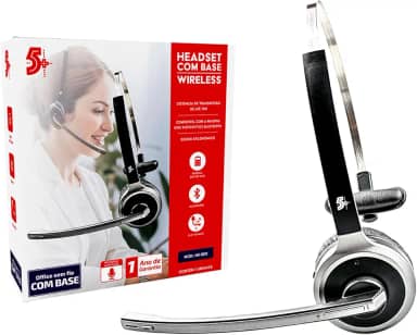 5+ Headset Sem Fio Bluetooth com Base para Carregamento HS-202