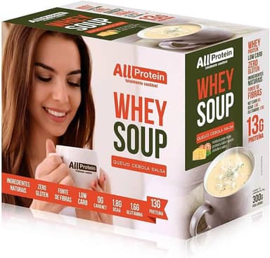 Caixa de Whey Soup (Sopa) 12 unidades de 25g - All Protein (Queijo, Cebola e Salsa)