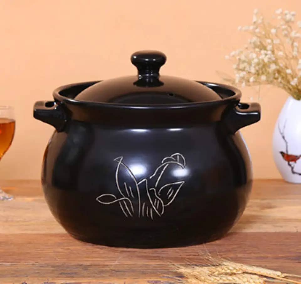 Caçarola de cerâmica para caldo doméstico, panelas de cozimento lento de grés, panela de fogão a gás - Panela de cozinha chinesa de grés, 5,5 L ()