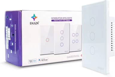 EKAZA Interruptor Inteligente, Touch, borda 2.5 D, Zigbee, 3 Botões, Branco, Compativel com Google home e Alexa -EKGC-T307-3WZ