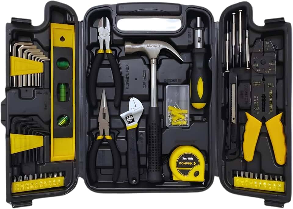 Kit de Ferramentas 126 Peças com Maleta Completa – Jogo de Ferramentas Manuais para Casa, Oficina e Reparos – Martelo, Alicate, Chaves, Bits, Trena – Portátil, Resistente e Durável