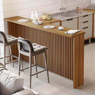 Painel Bancada para Cozinha Nesher 200cm Nesher Móveis Freijó