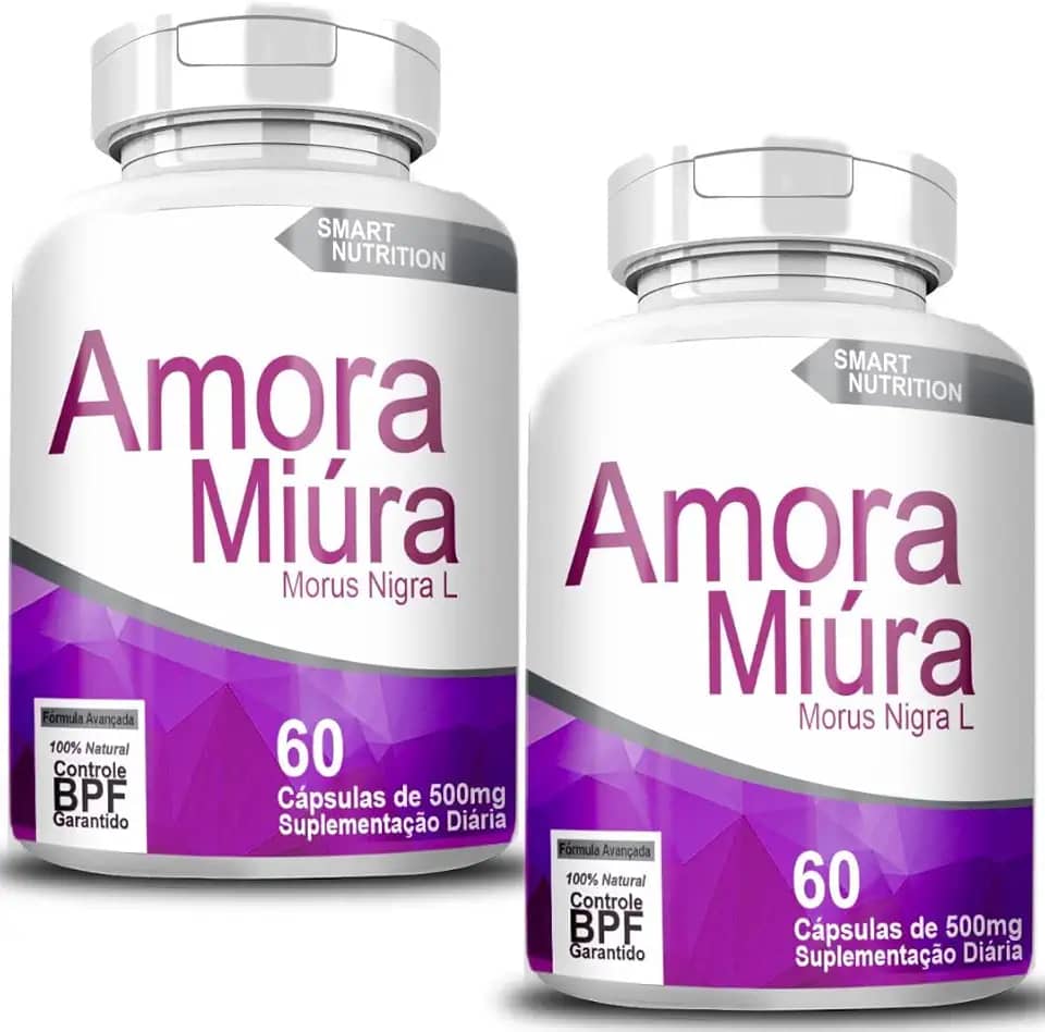 Amora Miura (Morus Nigra L), 120 Cápsulas de 500mg, Suplemento Natural para Menopausa, Retenção de Líquidos, Dores e Antioxidante.