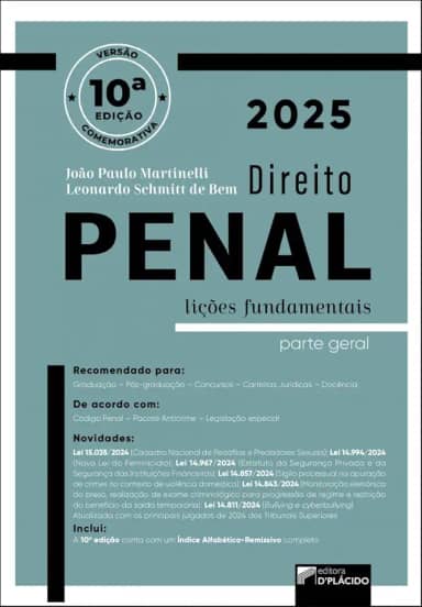 DIREITO PENAL: LIÇÕES FUNDAMENTAIS PARTE GERAL | 10ª EDIÇÃO