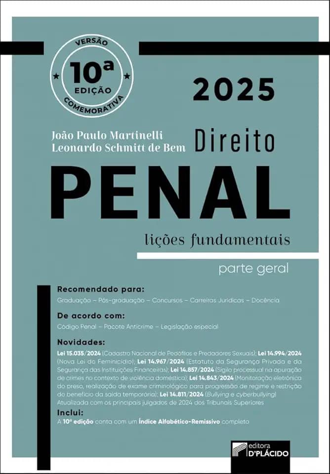 DIREITO PENAL: LIÇÕES FUNDAMENTAIS PARTE GERAL | 10ª EDIÇÃO