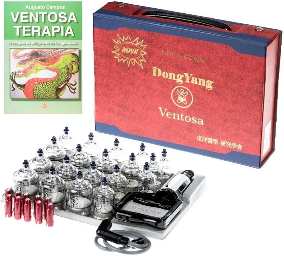 Kit de Ventosa 19 Copos Dong Yang com livro de Ventosaterapia