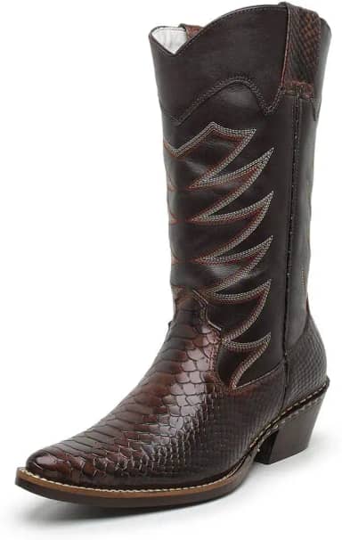 Bota Texana Country Masculina Cano Longo Bico Fino Couro JNA SHOES Anaconda