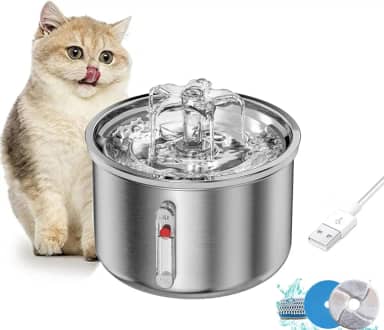 JINYUHAY Bebedouro Para Gatos 2L, Fonte de Água para Gato, Inox, Silencioso