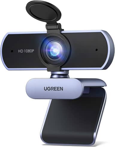 UGREEN Webcam Full HD 1080P com Microfone, Campo de Visão de 85°, Redução de Ruído, USB Plug and Play, Correção Automática de Luz, Adequada para Streaming/Conferência, Zoom/Skype/YouTube