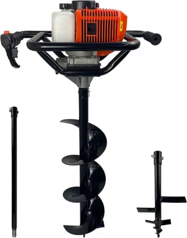 Perfurador de Solo a Gasolina 52cc 2,5HP com Broca 80x20cm + Broca de Plantio e Extensor 60cm Carbon Fak
