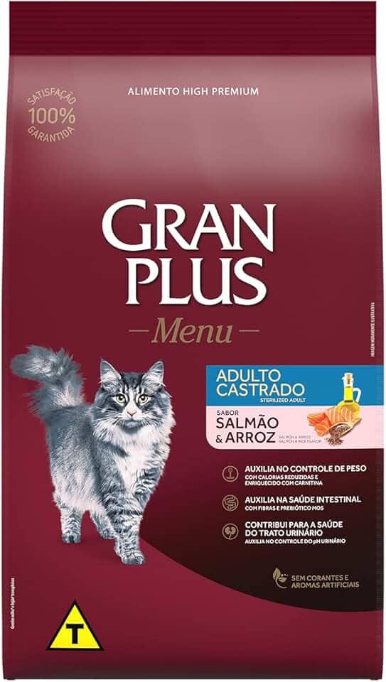 Ração para Gatos Castrados Gran Plus Salmão e Arroz 3Kg