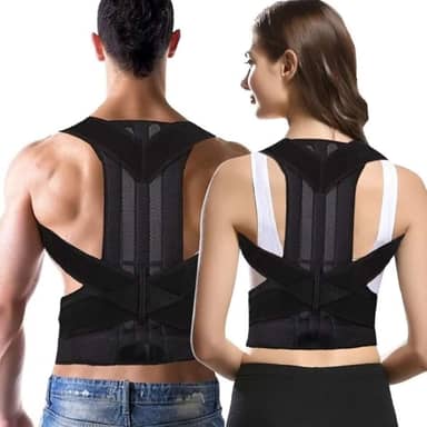Colete Corretor de Postura Unissex Cinta Ortopédico Coluna Lombar e Clavícula Ajustável para as Costas, Auxílio em Alívio de Dores no Pescoço, Costas, Clavícula e Tensão Lombar (M)…