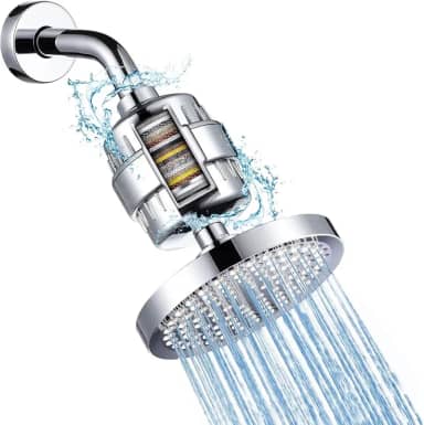 Chuveiro com Filtro, Filtro de Chuveiro de Alta Pressão de 6 Polegadas, Chuveiro com Filtro e Bico Anti-Entupimento, Chuveiro com Filtro Removível Embutido