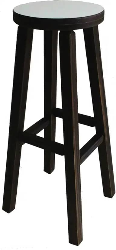 Banqueta Alta Hardman 69 Cm Madeira Padrão Nogueira Ass. Redondo MDF Bco