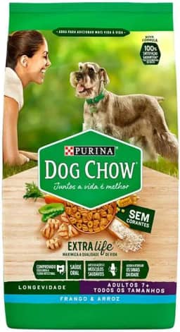 Purina Dog Chow Ração Dog Chow Adulto Longevidade 7+ Frango E Arroz - 15Kg Purina Idosos - Sabor Frango